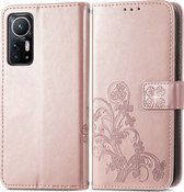 Xiaomi 12X Hoesje - Mobigear - Clover Serie - Kunstlederen Bookcase - Roségoud - Hoesje Geschikt Voor Xiaomi 12X