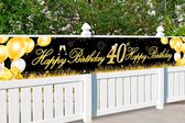 40ste Verjaardagsbanner - Verjaardagsdecoratie - Zwart/Goud