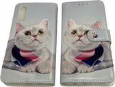 Samsung Galaxy A70 Poesje Print - Portemonnee Wallet Case Pasjeshouder - boek Telefoonhoesje Kunstleer - Book case