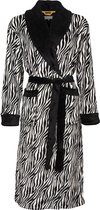 Irresistible - Dames Badjas - Fleece - Zebra Zwart/Wit - Maat L