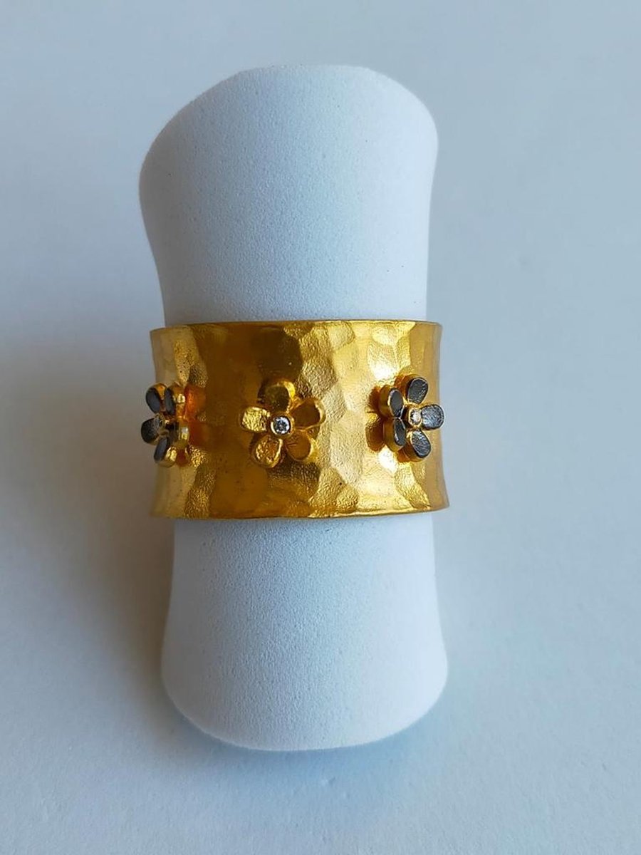 Icon - Bloemen ring - sieraden - 24 karaat goud