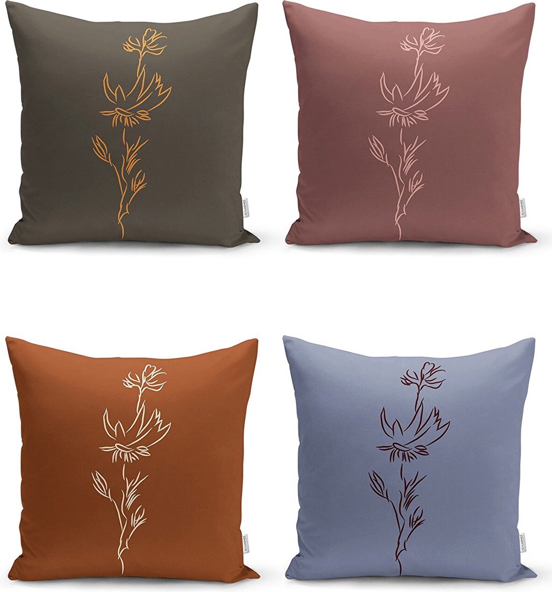 Sierkussens set 4 stuks - INCLUSIEF BINNENKUSSENS 45x45 cm - bruin - bordeaux - paars - blauw - dubbelzijdig bedrukt - kussensloop - kussens woonkamer - kussenhoes