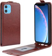 Peachy Verticale Flip kunstleer wallet hoesje iPhone 11 case - Bruin