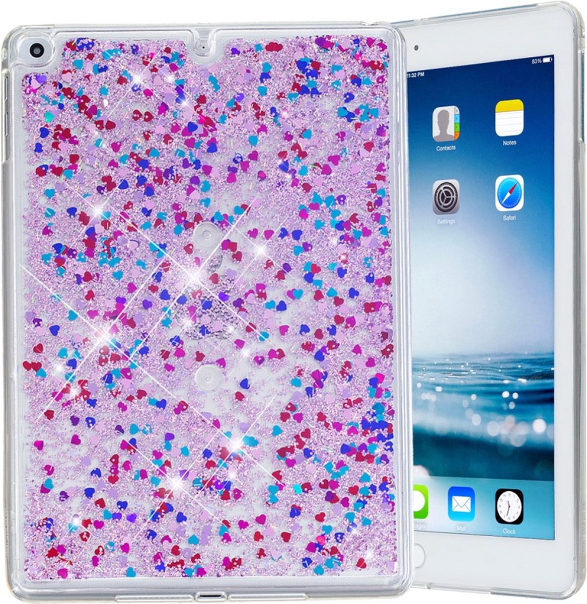 Peachy Glitter TPU iPad 2017 2018 Hoes - Paars