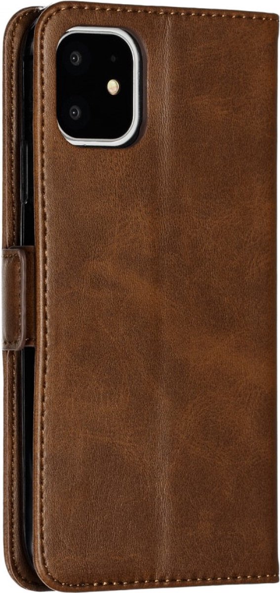 Peachy Leren Wallet Bookcase hoesje portemonnee geschikt voor iPhone 11 - Bruin