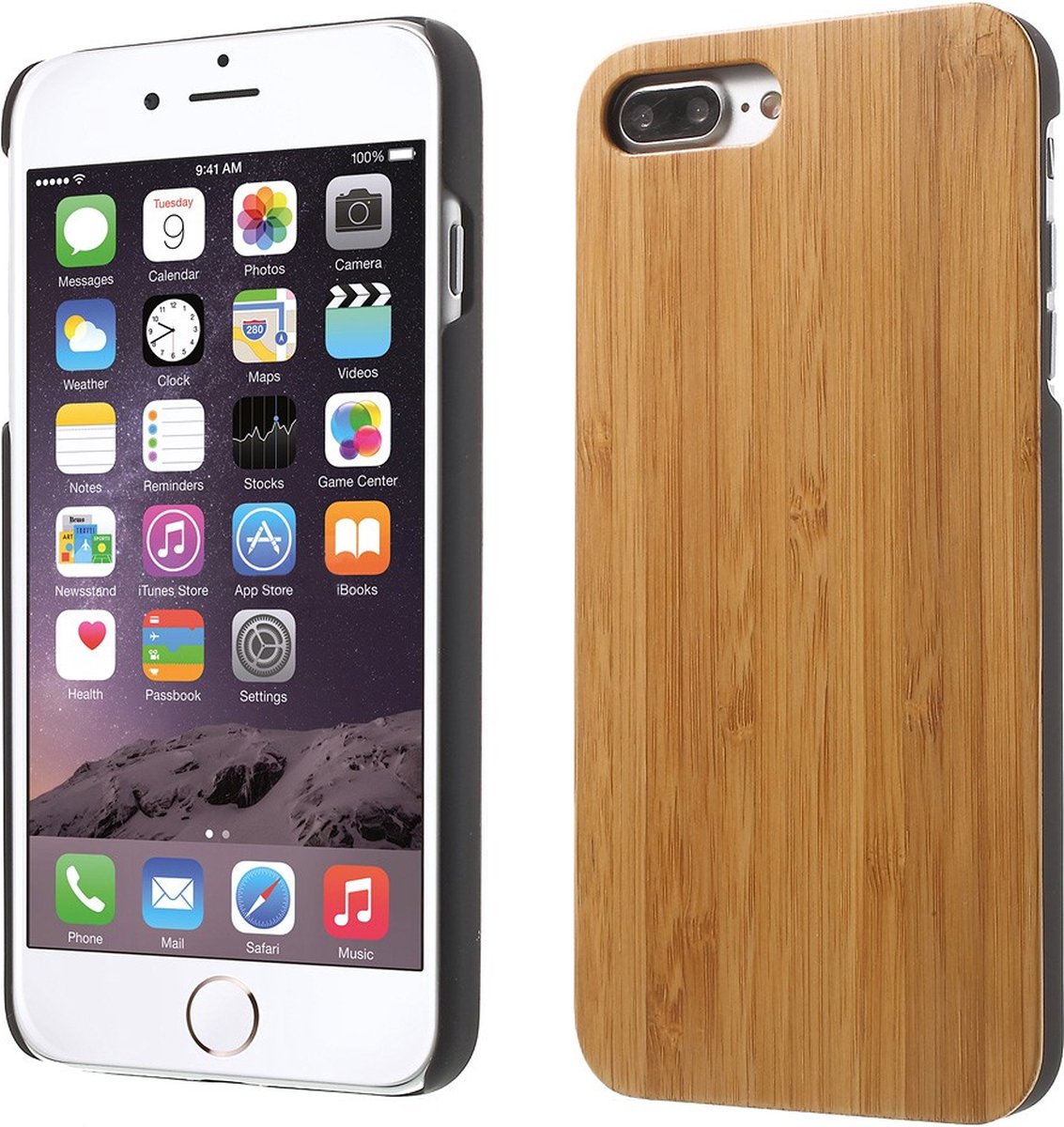 Peachy Bamboe hoesje houten case geschikt voor iPhone 7 Plus 8 Plus - Echt hout