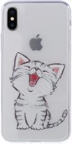 Peachy Doorzichtige cover katje iPhone X XS hoesje - Wit Grijs Transparant