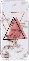 Peachy Marmer Patroon Driehoek Goud Roze Zwart Figuur Creatief iPhone 11 Pro Max TPU case