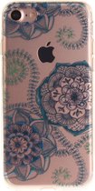 Peachy Doorzichtig Mandala Bloemen iPhone 7 8 SE 2020 SE 2022 TPU hoesje - Blauw