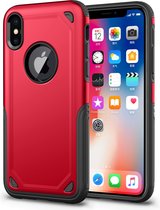 Peachy Shockproof Pro Armor iPhone X XS hoesje - Protection Case Rood Red - Extra Bescherming