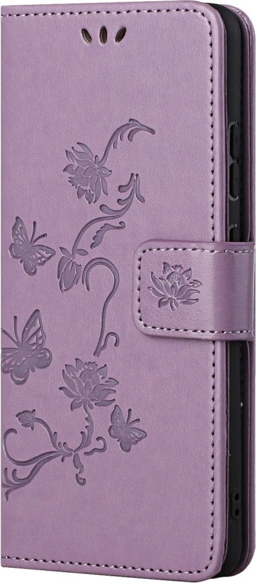 Paars vlinder book case hoesje Telefoonhoesje geschikt voor Samsung Galaxy A33