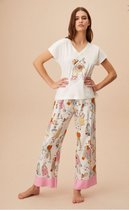 Suwen-Dames Pyjama Set Homewear -Satijn - Roze Maat M