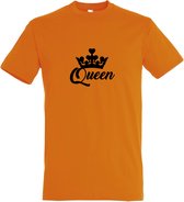 Oranje T shirt met  " Queen " print Zwart size XS