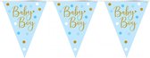 Vlaggenlijn geboorte jongen - Vlaggetjes - Gender reveal - Babyshower - Versiering - Decoratie  - Folie - blauw