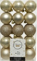 30x stuks plastic kerstballen licht parel/champagne 6 cm - Onbreekbare kunststof kerstballen