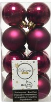 16x Boules de Noël en plastique rose framboise (magnolia) 4 cm - Mat/brillant - Boules de Noël en plastique incassables