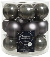 18x morceaux de petites boules de Noël anthracite (gris chaud) en verre 4 cm - mat/brillant - Décorations pour sapins de Noël