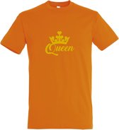 Oranje T shirt met  " Queen " print Goud size 4 XL