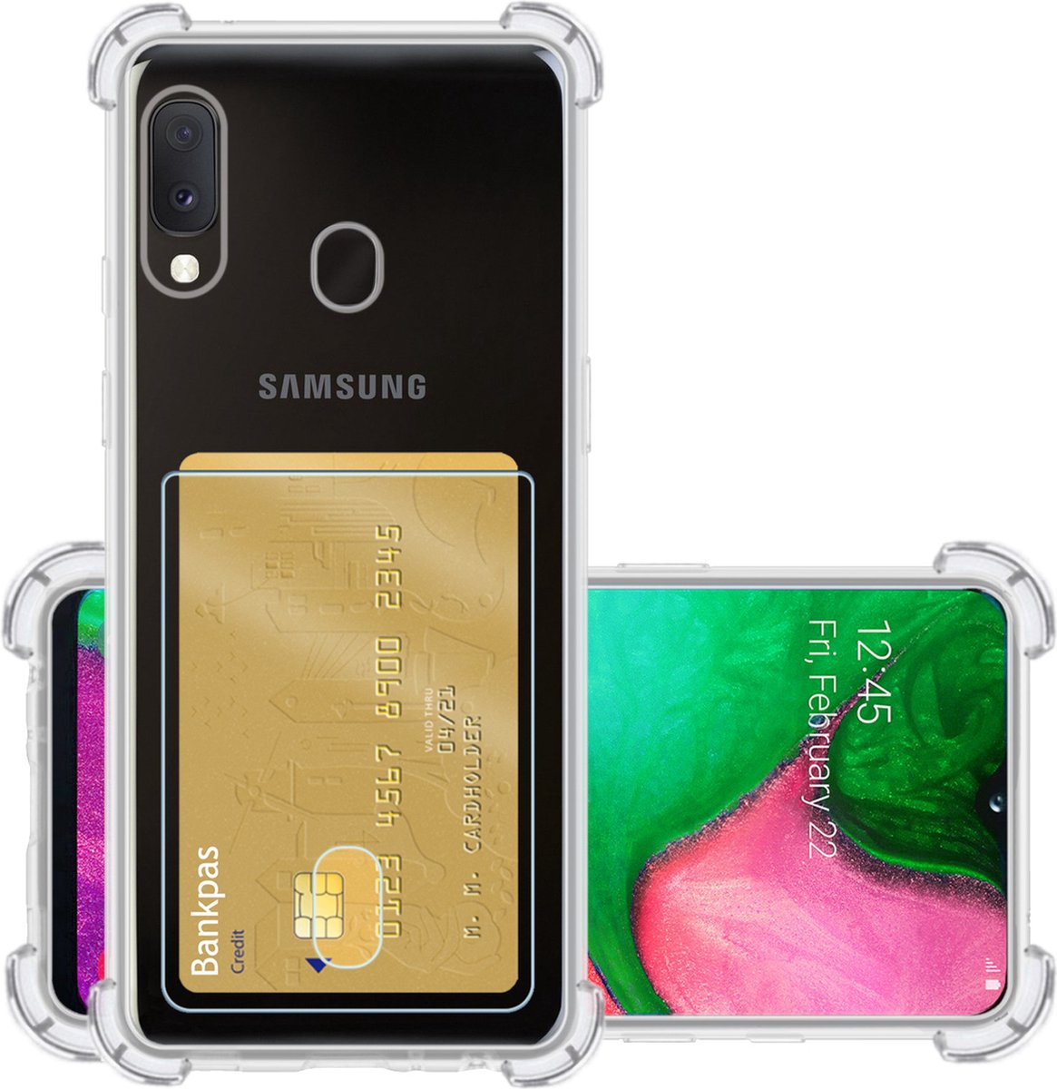 Samsung Galaxy A20e Hoesje Transparant Cover Shock Proof Case Hoes Met Pasjeshouder