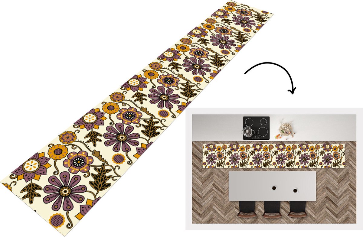 KitchenYeah Keukenloper - Keukenmat - Bloemen - Bohemian - Vintage - Cartoon - Keuken vloerkleed Multicolor