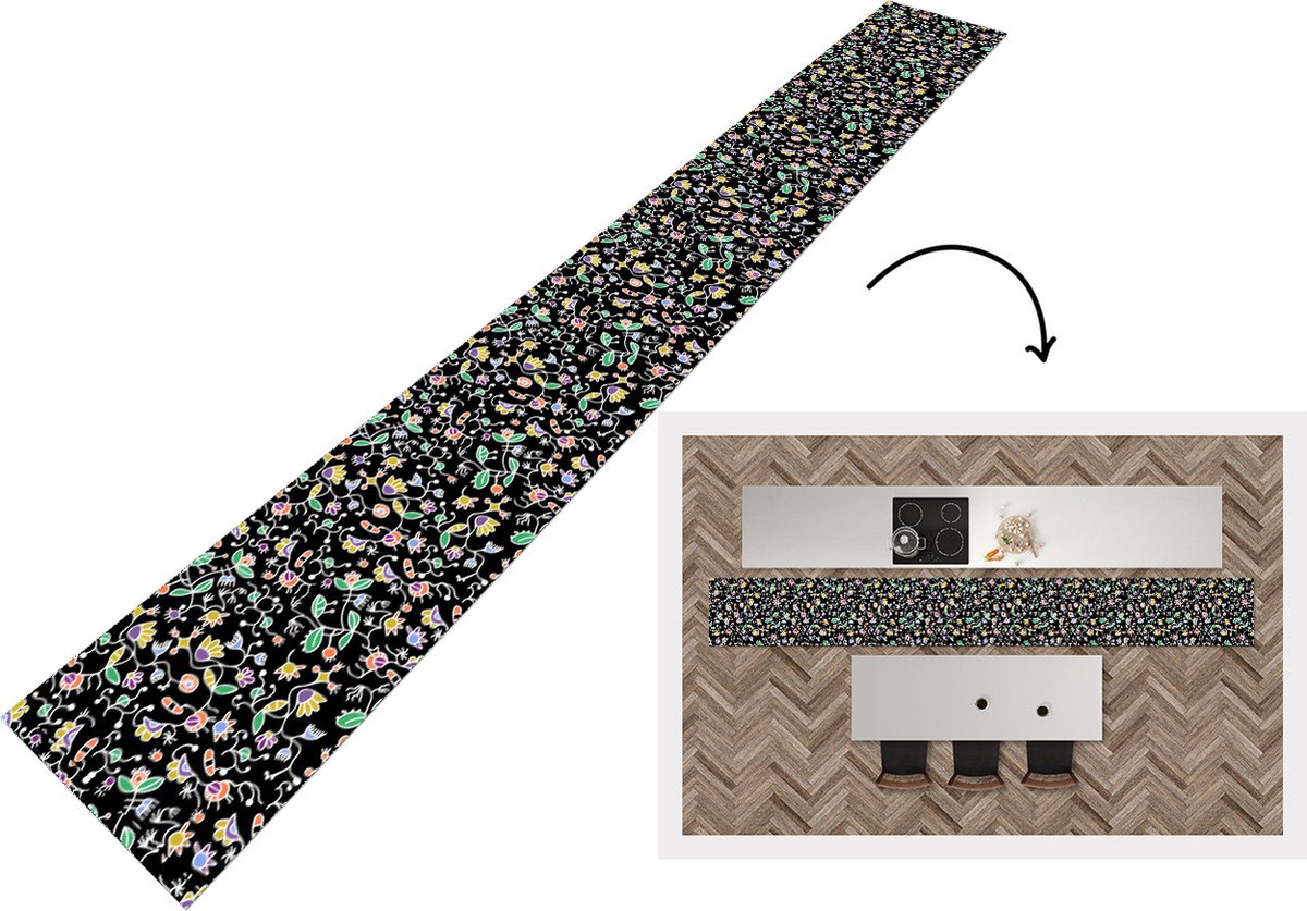 KitchenYeah Keukenloper - Keukenmat - Patronen - Bloemen - Lente - 400x50 cm - Keuken vloerkleed Multicolor