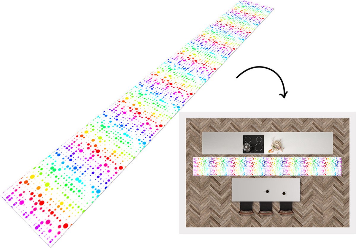 KitchenYeah Keukenloper - Keukenmat - Regenboog - Patronen - Confetti - Neon - Keuken vloerkleed multicolor, foto 3