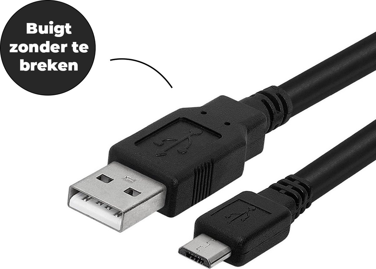 WISEQ Micro-USB oplaadkabel - 1 Meter - Zwart