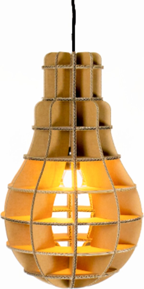 Kartonnen Villarobledo Lamp - Hanglamp van karton - E27 fitting - 38x38x63 cm - Lampenkap - KarTent