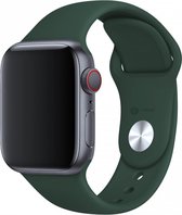 Siliconen Sportbandje | Geschikt voor Apple Watch | 42 mm | 44 mm | 45 mm | S/M | iWatch bandje | Horlogebandje | Series 1 2 3 4 5 6 7 SE | Roestvrij - Donkergroen - Donker Groen