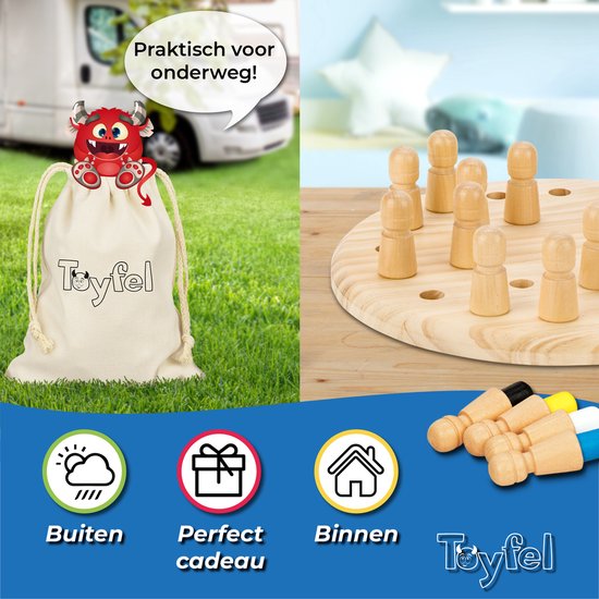 Thumbnail van een extra afbeelding van het spel Toyfel Magnus – Houten Memory Schaakspel met Tas 18 cm – Memory Chess Montessori Educatief Speelgoed voor Kinderen Spel voor Logica & Coördinatie