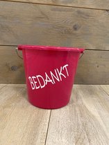 Bedankt - emmer - 5 Liter - Roze - Kado - Tekst