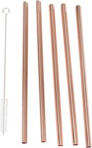 Metalen Rietjes Hartjes Rose Gold (5 stuks)