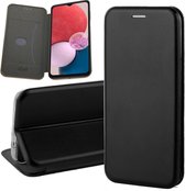 Hoesje geschikt voor Samsung Galaxy A13 4G - Book Case Lederen Wallet Cover Minimalistisch Pasjeshouder Hoes Zwart