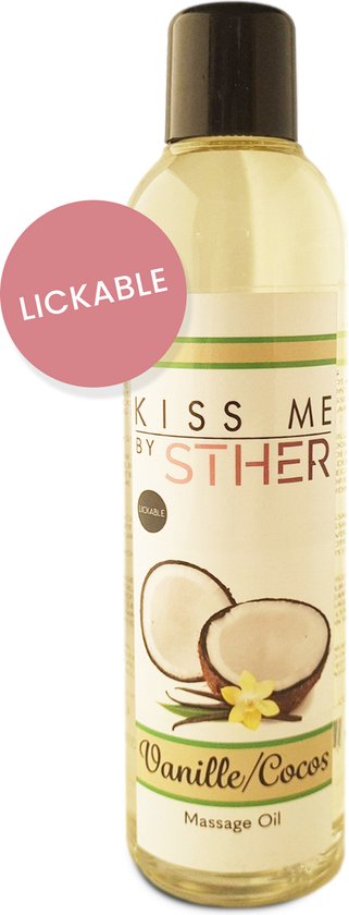 STHER Massage Olie En Glijmiddel Met Smaak en Geur - 250 ML Vanille Cocos - Nederlandse Productie - Etherische Olie - Massage Olie Erotisch