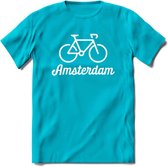 Amsterdam Fiets Stad T-Shirt | Souvenirs Holland Kleding | Dames / Heren / Unisex Koningsdag shirt | Grappig Nederland Fiets Land Cadeau | - Blauw - L