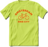 Amsterdam Bike City T-Shirt | Souvenirs Holland Kleding | Dames / Heren / Unisex Koningsdag shirt | Grappig Nederland Fiets Land Cadeau | - Groen - XL