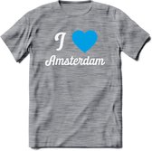 I Love Amsterdam T-Shirt | Souvenirs Holland Kleding | Dames / Heren / Unisex Koningsdag shirt | Grappig Nederland Fiets Land Cadeau | - Donker Grijs - Gemaleerd - S