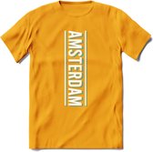 Amsterdam T-Shirt | Souvenirs Holland Kleding | Dames / Heren / Unisex Koningsdag shirt | Grappig Nederland Fiets Land Cadeau | - Geel - XL