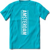 Amsterdam T-Shirt | Souvenirs Holland Kleding | Dames / Heren / Unisex Koningsdag shirt | Grappig Nederland Fiets Land Cadeau | - Blauw - S