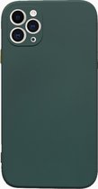 Apple iphone11 pro max Hoesje Back Cover  met camera bescherming Donkergroen 1x Gratis Glass Screenprotector