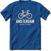 Amsterdam Bike Town T-Shirt | Souvenirs Holland Kleding | Dames / Heren / Unisex Koningsdag shirt | Grappig Nederland Fiets Land Cadeau | - Donker Blauw - M