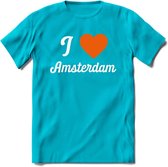 I Love Amsterdam T-Shirt | Souvenirs Holland Kleding | Dames / Heren / Unisex Koningsdag shirt | Grappig Nederland Fiets Land Cadeau | - Blauw - XL