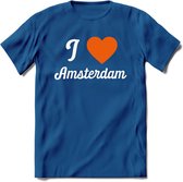 I Love Amsterdam T-Shirt | Souvenirs Holland Kleding | Dames / Heren / Unisex Koningsdag shirt | Grappig Nederland Fiets Land Cadeau | - Donker Blauw - XL