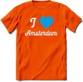 I Love Amsterdam T-Shirt | Souvenirs Holland Kleding | Dames / Heren / Unisex Koningsdag shirt | Grappig Nederland Fiets Land Cadeau | - Oranje - L