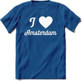 I Love Amsterdam T-Shirt | Souvenirs Holland Kleding | Dames / Heren / Unisex Koningsdag shirt | Grappig Nederland Fiets Land Cadeau | - Donker Blauw - L