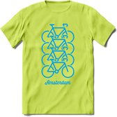 Amsterdam Fiets Stad T-Shirt | Souvenirs Holland Kleding | Dames / Heren / Unisex Koningsdag shirt | Grappig Nederland Fiets Land Cadeau | - Groen - XXL