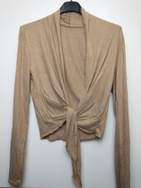 Bolero dames vest Jessica taupe lichtbruin lange mouwen one size S/M