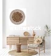 Wandborden | L | Ø50 cm | Wanddecoratie | Schijven | Schalen | Bananenblad | Rotan | Bruin | Katoen |