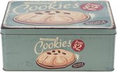 Snackdoosje - Vershouddoos - Koekentrommel - Bewaardozen - met Klepdeksel en tekst Cookies - 22x16x9cm