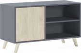 Luxiqo® TV Meubel - Modern TV Meubel - Deuren Opbergkast - TV Meubel Opbergplanken - 95x40x57cm - Grijs/Eiken